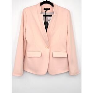 Gibsonlook NWT Notch Collar Knit Blazer Size S Pearl Blush Pink Pinstripe Lined
